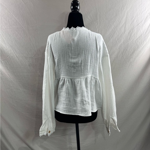 Boho V Neck Lace Blouse White - Picture 10 of 10